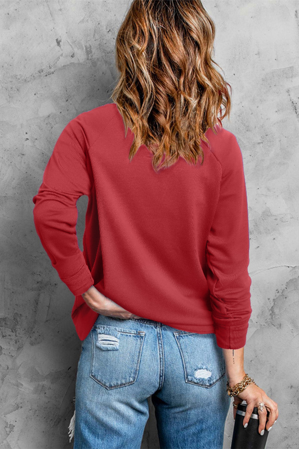 Fiery Red Hearts Print Crewneck Long Sleeve Sweatshirt Graphic Sweatshirts JT's Designer Fashion