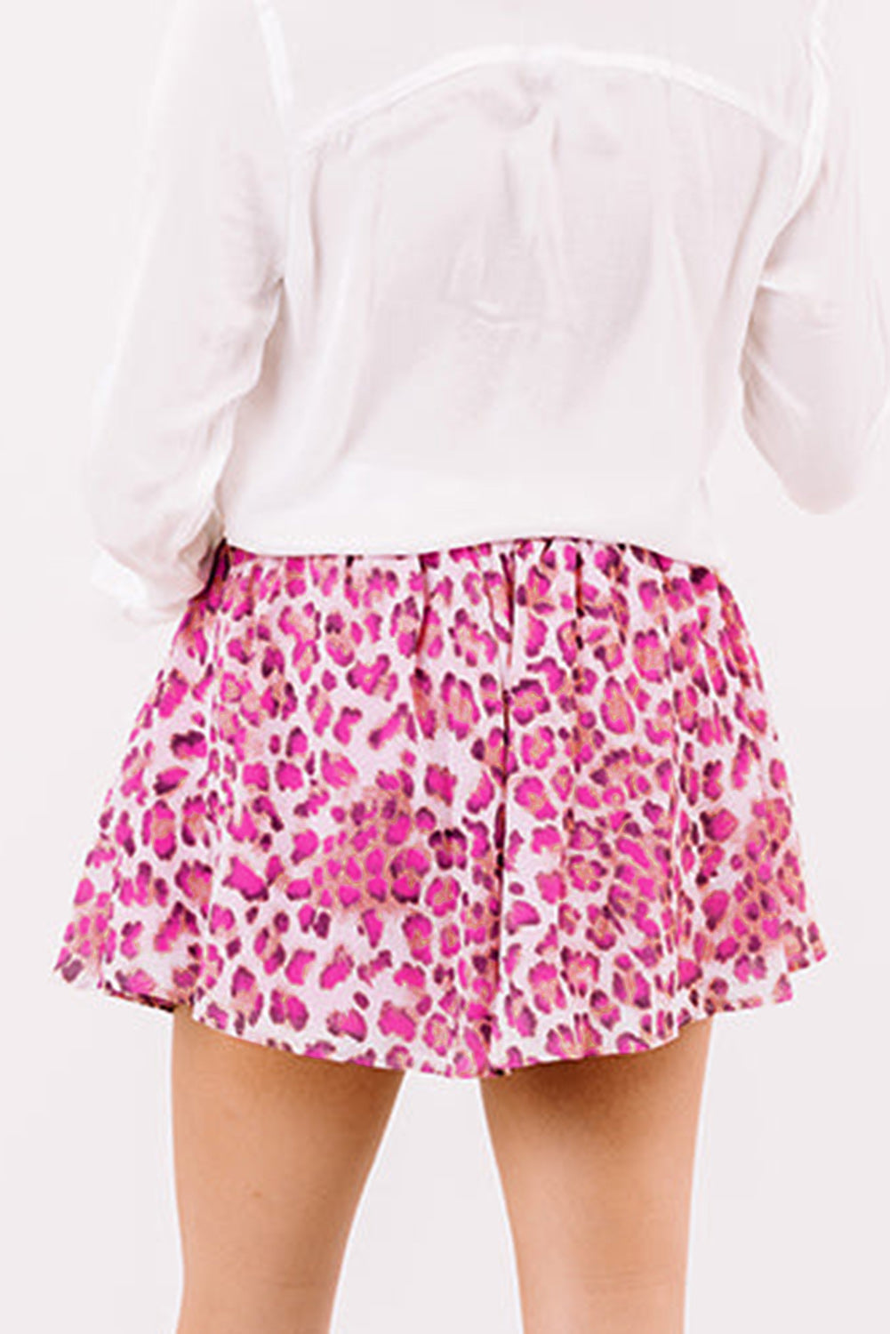 Rose Leopard Print Flutter Casual Shorts Casual Shorts JT's Designer Fashion