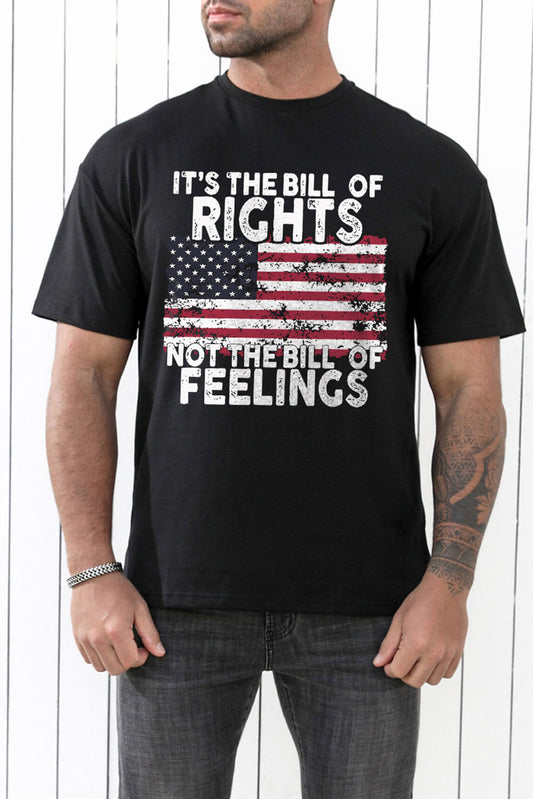 Black US Flag Its The Bill Of Rights Mens Graphic Tee Black 62%Polyester+32%Cotton+6%Elastane Men's Tops JT's Designer Fashion