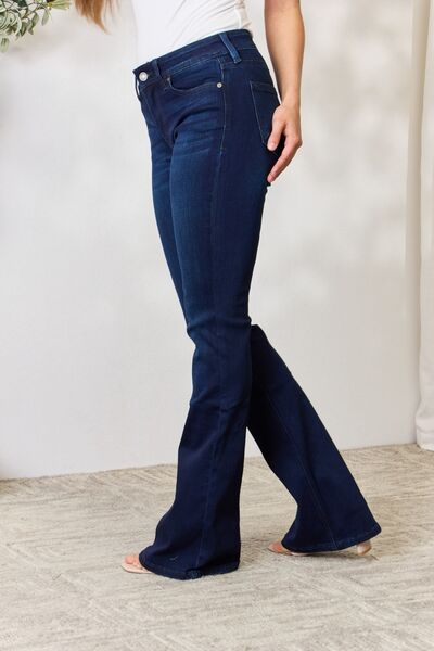 Kancan Full Size Mid Rise Flare Jeans Jeans JT's Designer Fashion