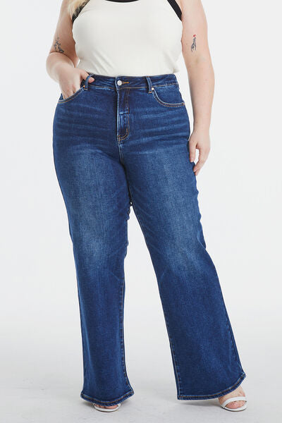 BAYEAS Full Size High Waist Cat's Whisker Wide Leg Jeans Jeans JT's Designer Fashion