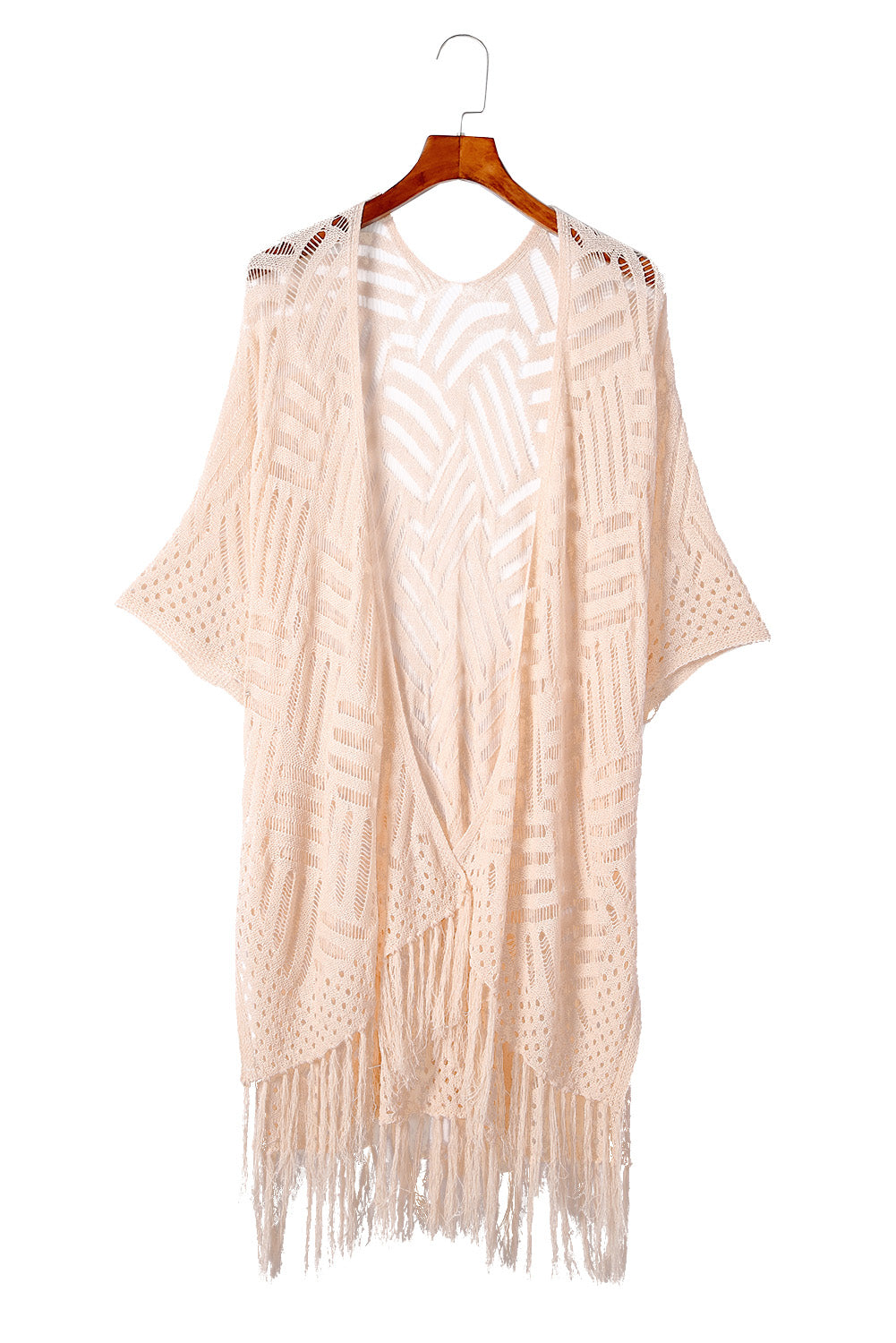 Apricot Loose Knitwear Kimono with Slits Kimonos JT's Designer Fashion