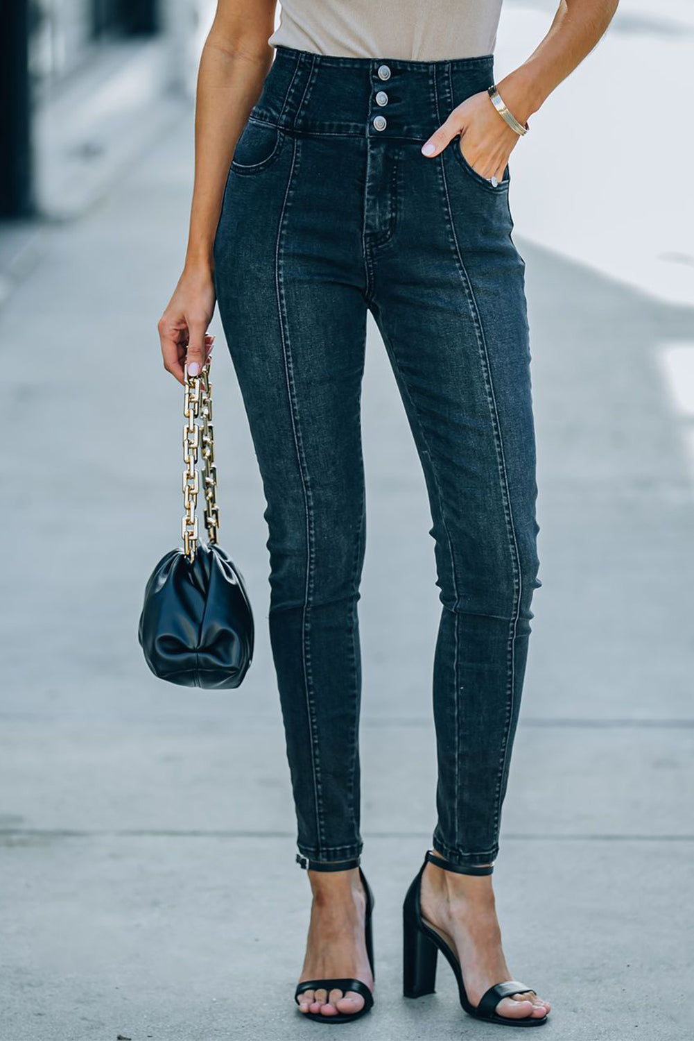 High Rise Washed Skinny Jeans Jeans JT's Designer Fashion