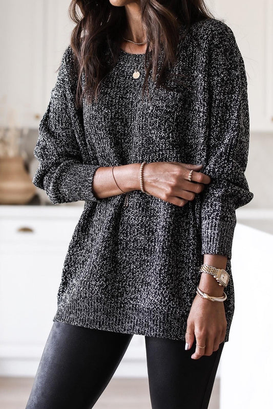 Black Glittering Long Sleeve Tunic Sweater Pre Order Sweaters & Cardigans JT's Designer Fashion
