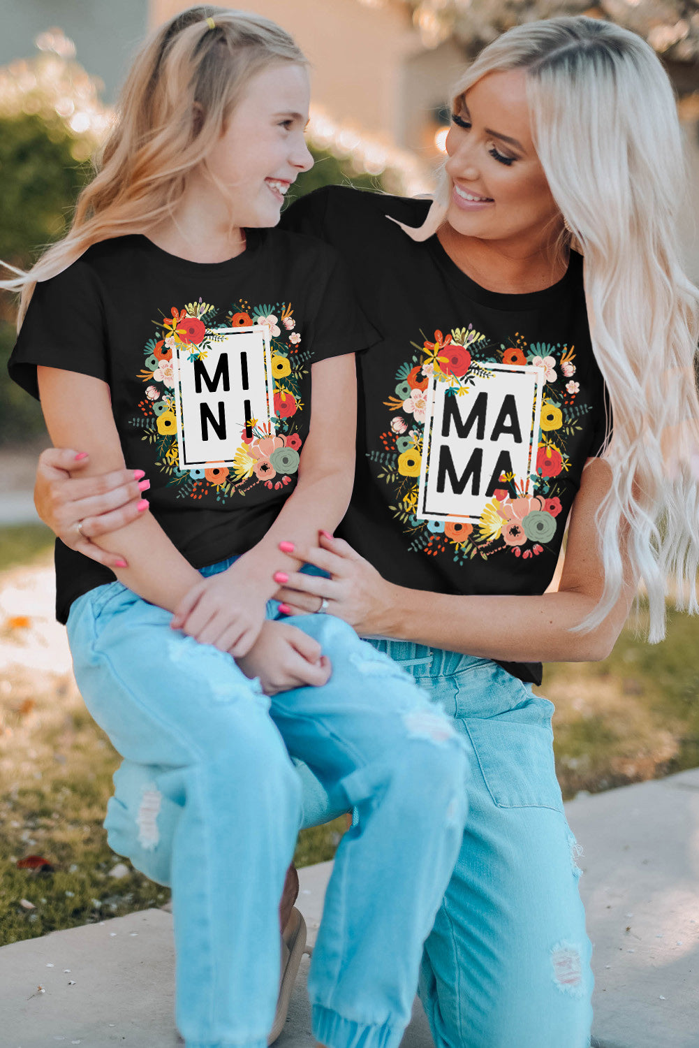 Black Mothers Day Gift Floral Print Mommy T Shirt Family T-shirts JT's Designer Fashion