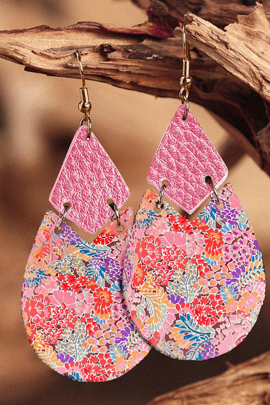 Multicolor Vibrant Floral Mosaic Joint Waterdrop Earrings Jewelry JT's Designer Fashion
