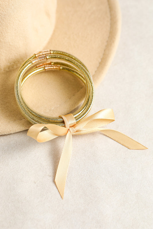 Yellow 5pcs Glitter Jelly Bow Knot Ribbon Set Jewelry JT's Designer Fashion