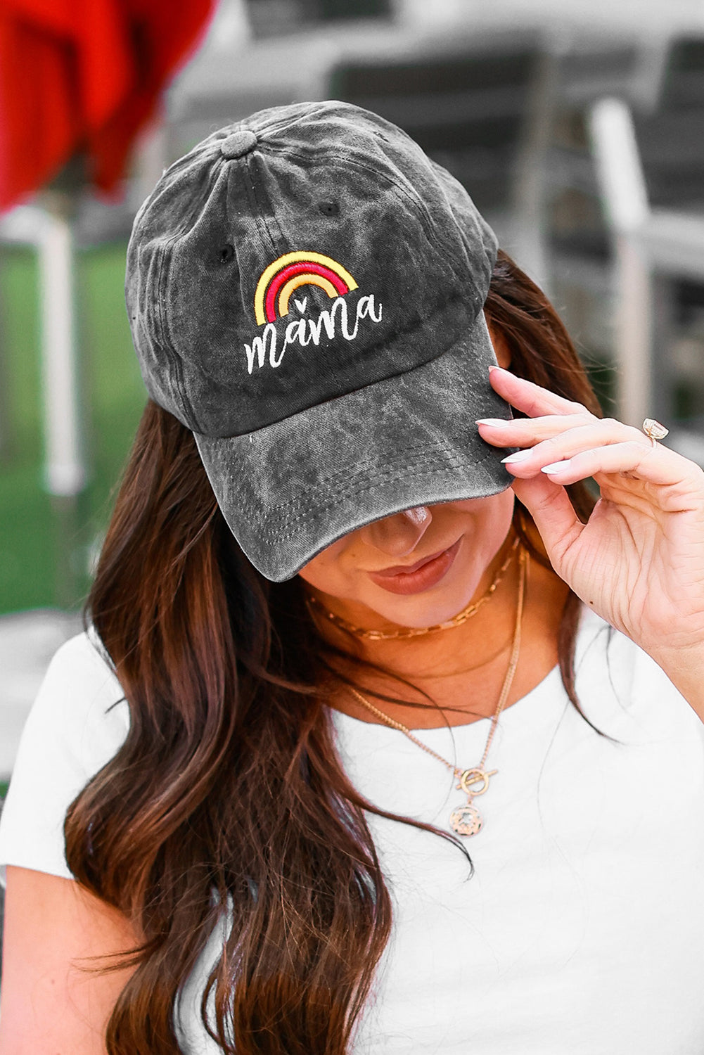 Black mama Rainbow Embroidered Baseball Cap Hats & Caps JT's Designer Fashion