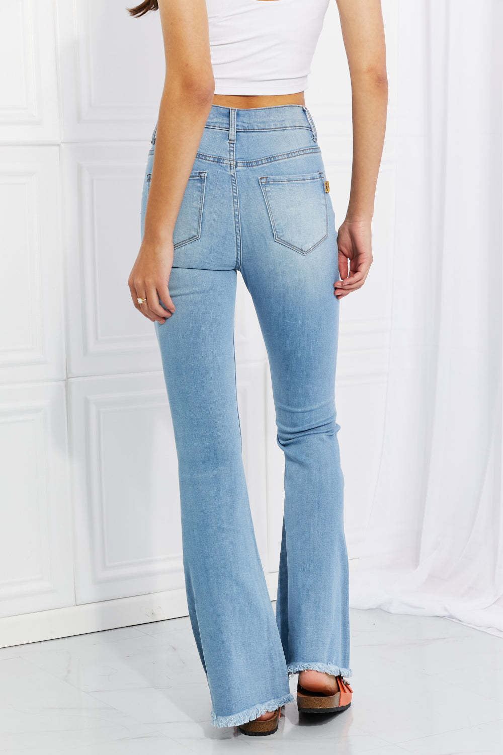Vibrant MIU Full Size Jess Button Flare Jeans Jeans JT's Designer Fashion