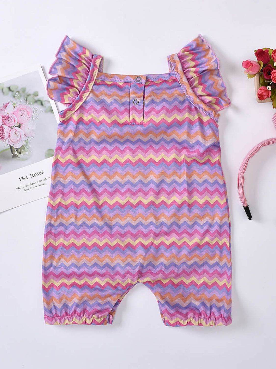 Baby Girl Printed Bow Detail Square Neck Romper Baby JT's Designer Fashion