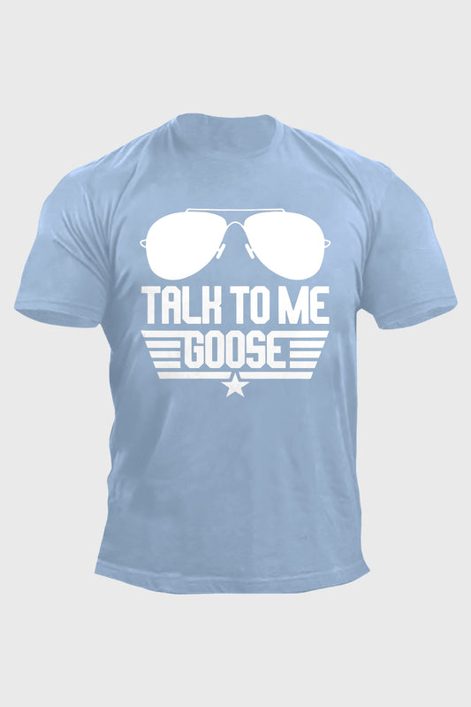 Sky Blue Talk to Me Goose Sunglasses Graphic Mens Tank Top Sky Blue 62%Polyester+32%Cotton+6%Elastane Men's Tops JT's Designer Fashion