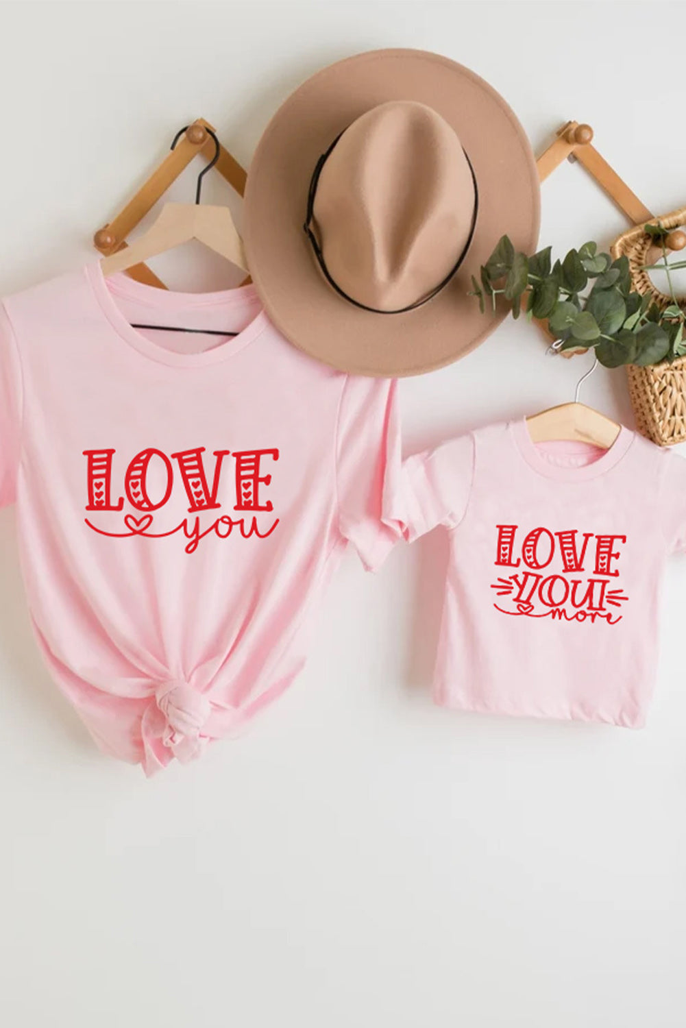 Pink Family Matching LOVE You Pattern Print Adult T Shirt Family T-shirts JT's Designer Fashion
