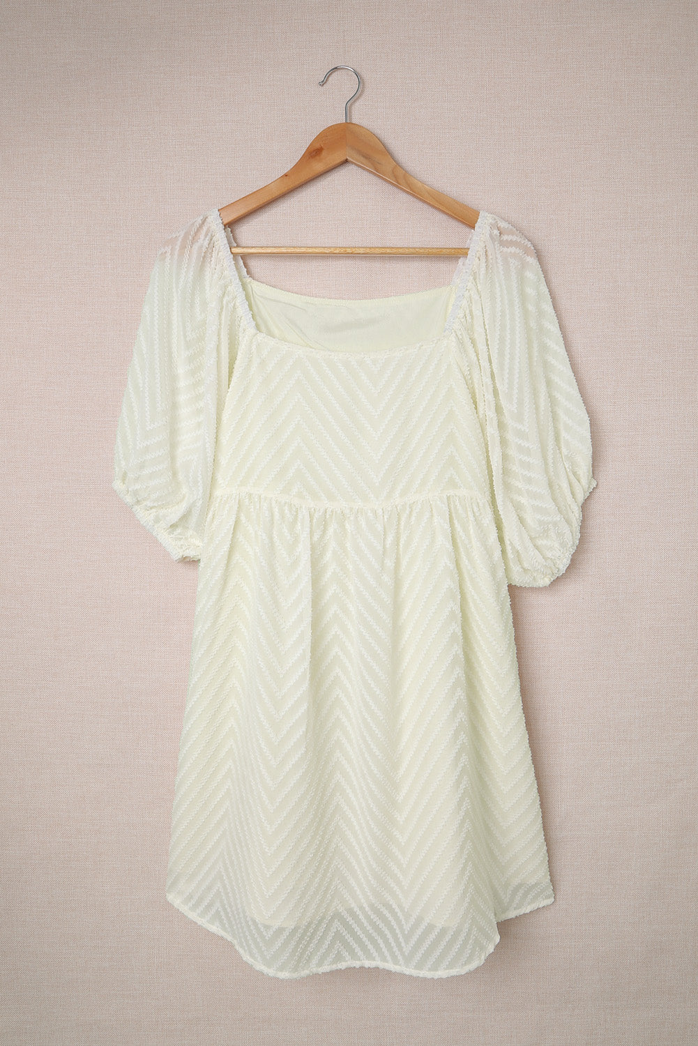 Apricot Square Neck Puff Sleeve Babydoll Mini Dress Mini Dresses JT's Designer Fashion