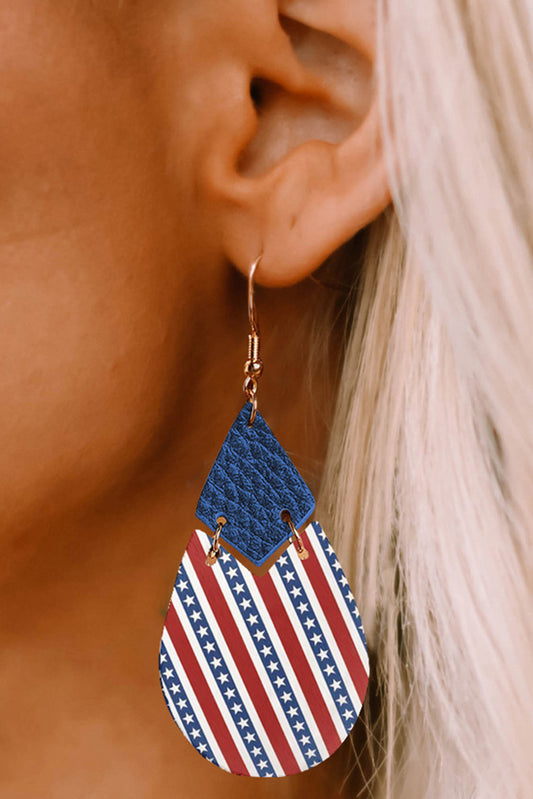 Multicolor Stars and Stripes Joint Dangle Independence Day Earrings Jewelry JT's Designer Fashion