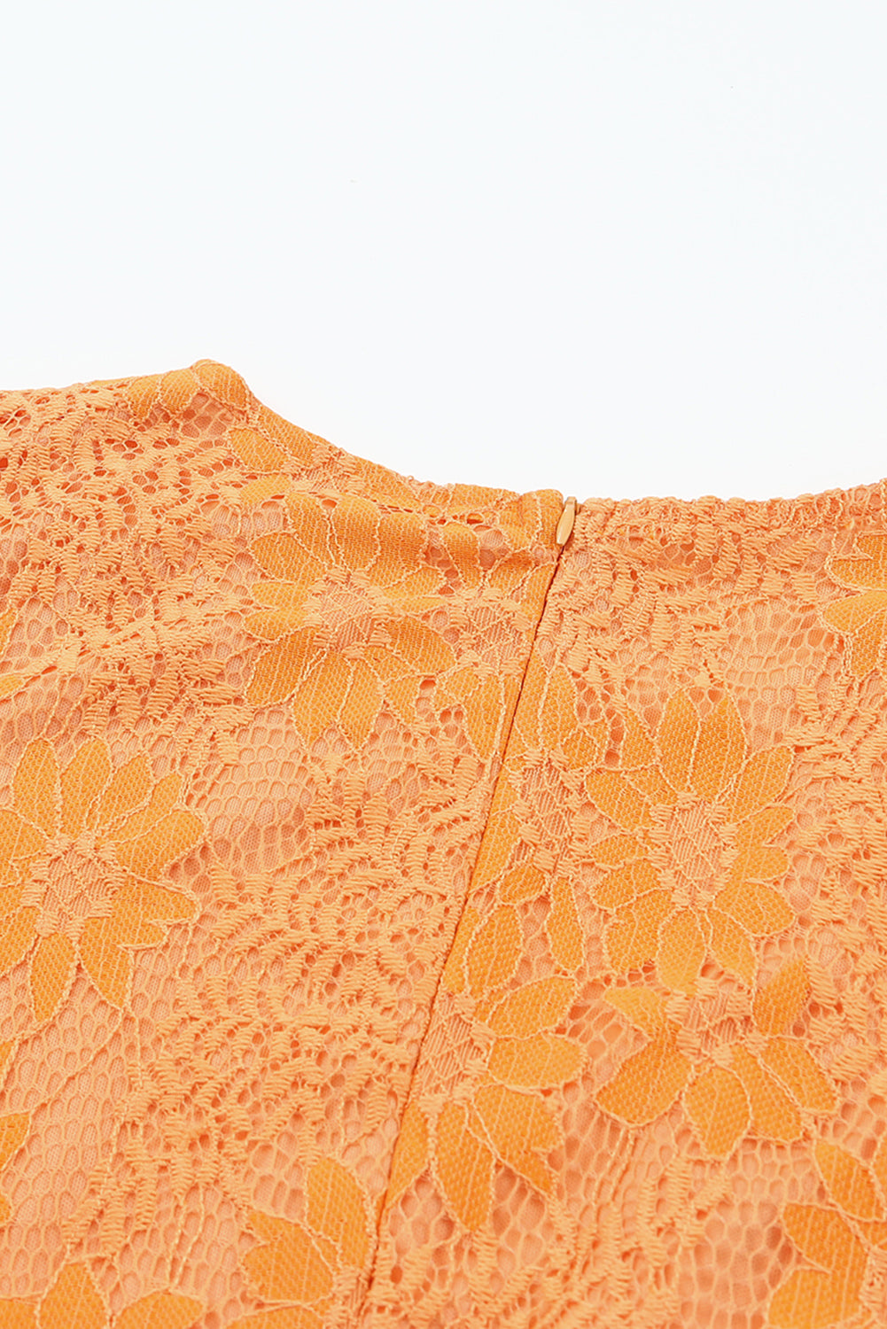 Orange Flutter Sleeve Wrap V Neck Floral Lace Short Dress Mini Dresses JT's Designer Fashion