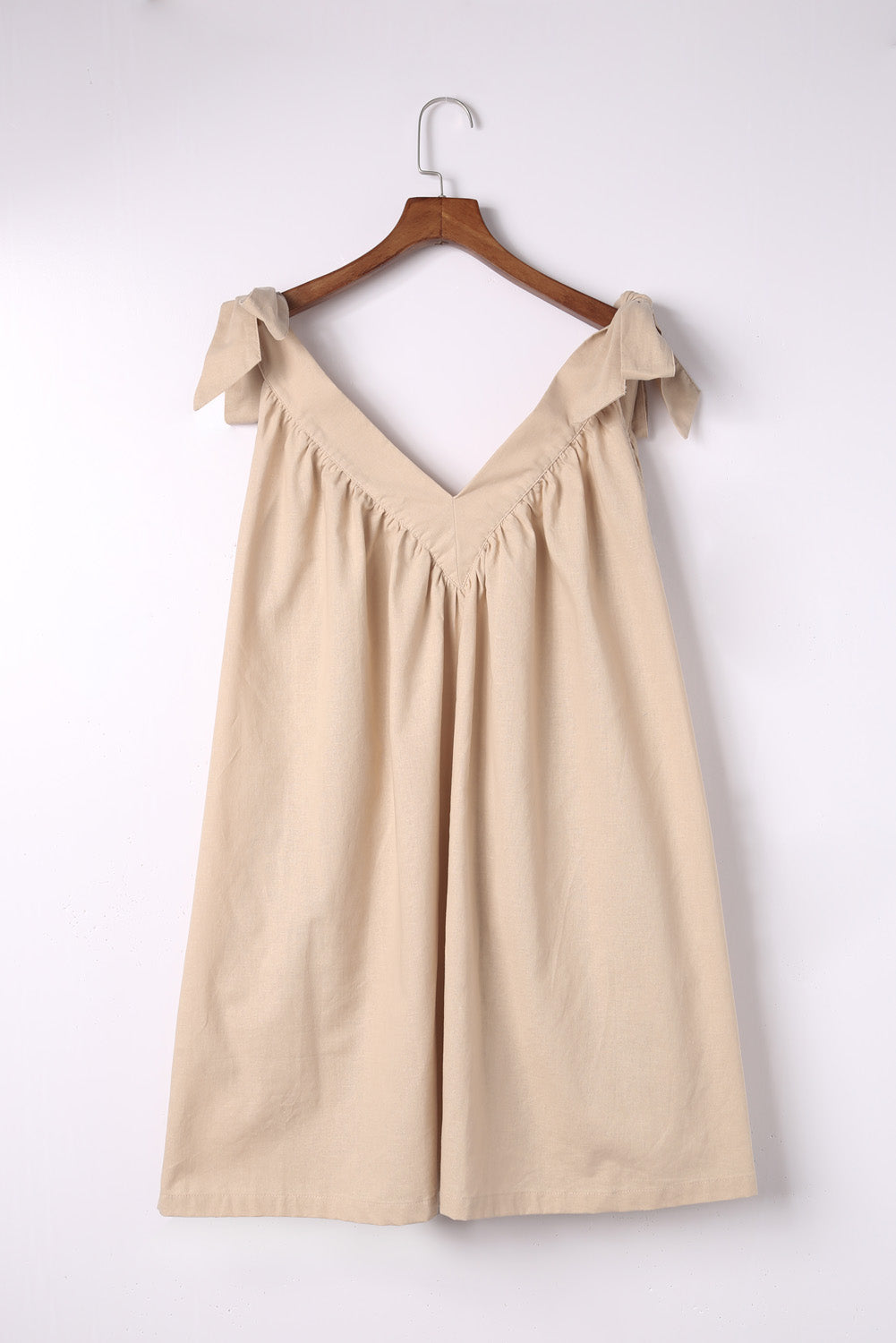 Apricot Deep V Neck Bow Knot Oversized Backless Mini Dress Mini Dresses JT's Designer Fashion