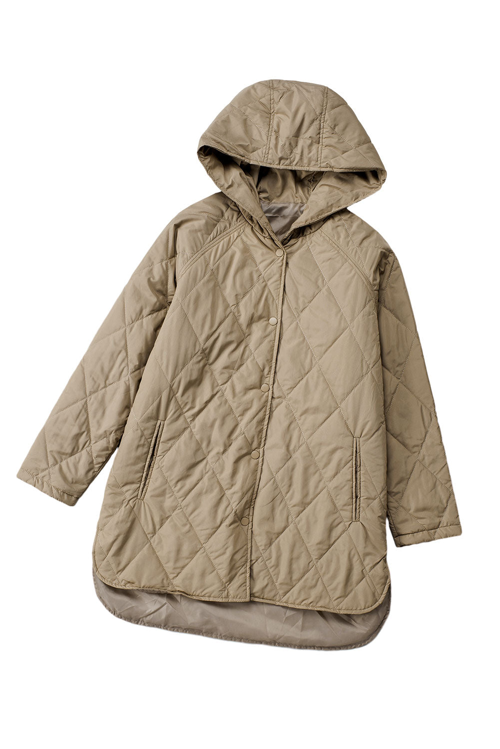Khaki Quilted Snap Button Hooded Coat Outerwear JT's Designer Fashion