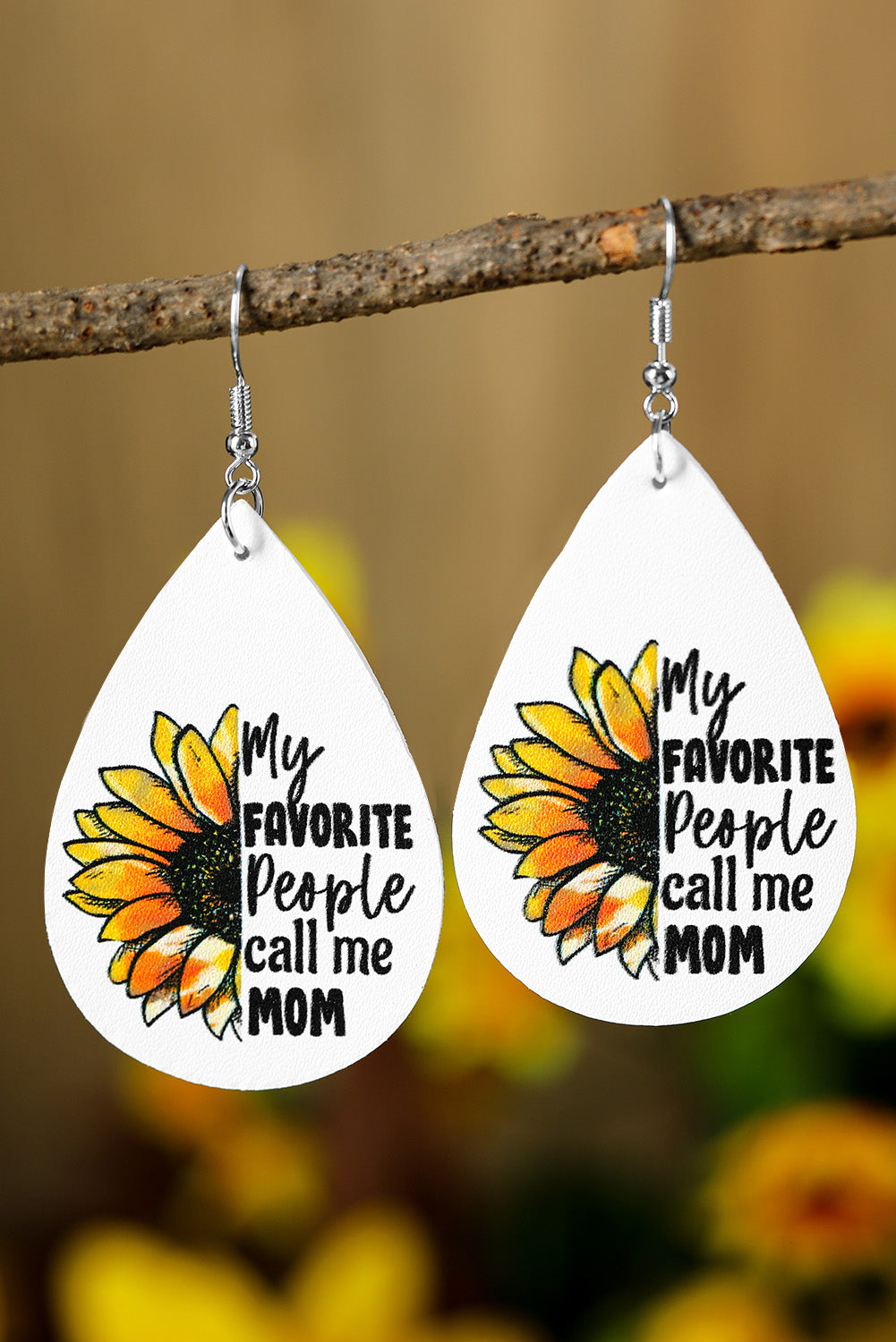 White Mother's Day Letter Graphic Print Drop Earrings Jewelry JT's Designer Fashion
