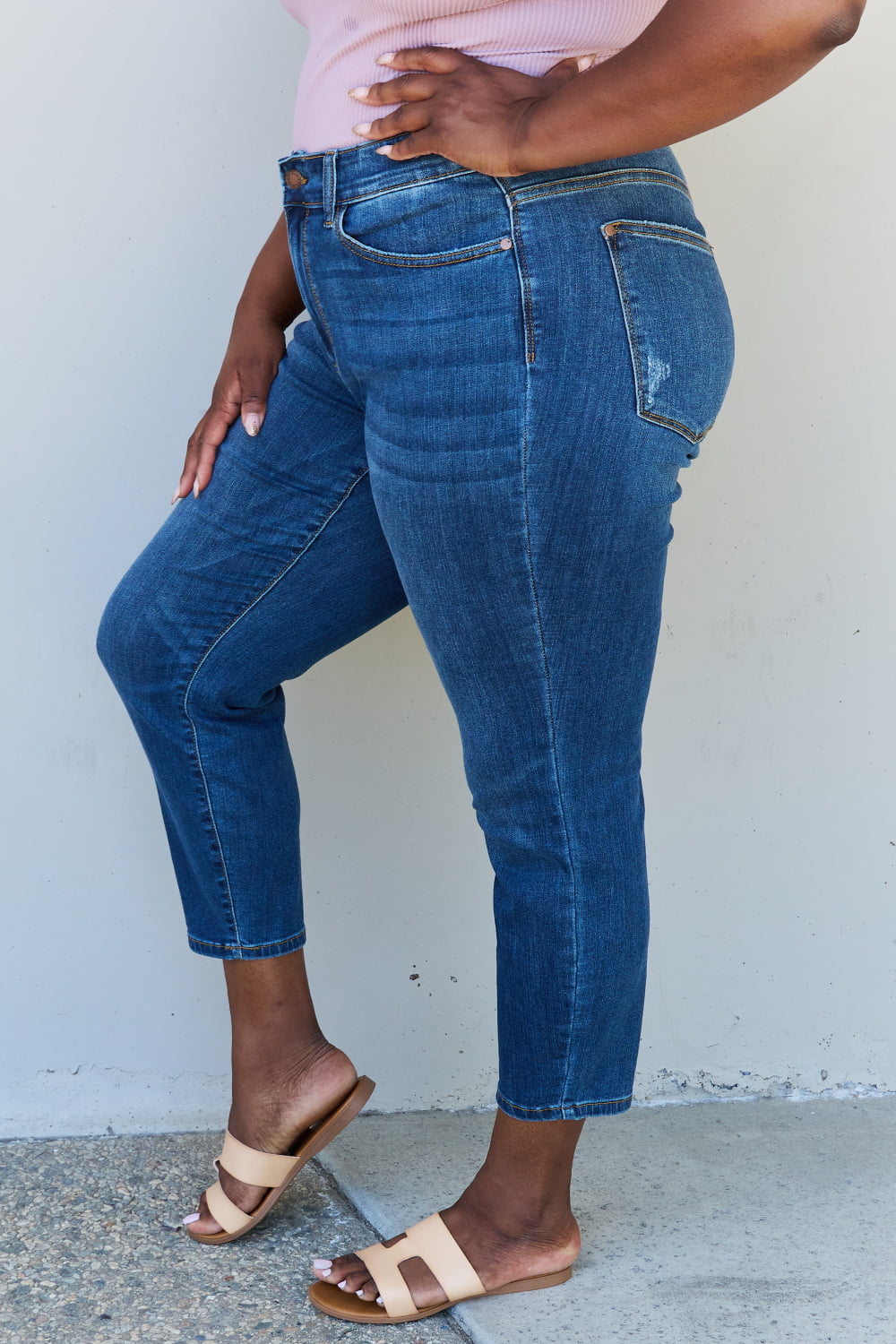 Judy Blue Aila Short Full Size Mid Rise Cropped Relax Fit Jeans Jeans JT's Designer Fashion