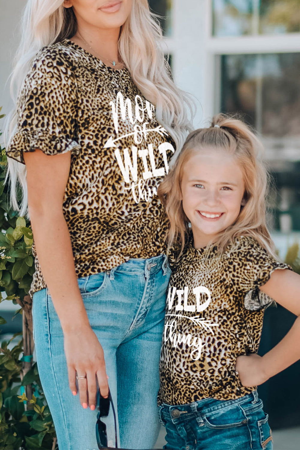 Family Matching Leopard Letter Print Ruffled Short Sleeve Girl's Top Family T-shirts JT's Designer Fashion