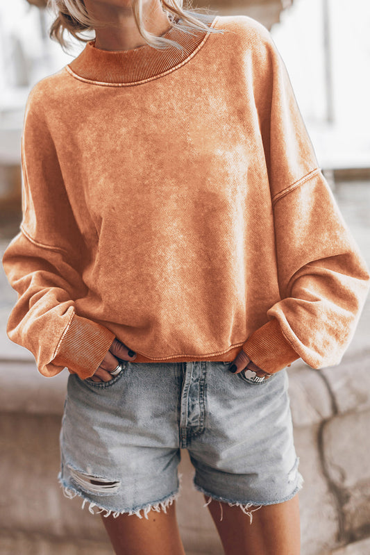 Orange Drop Shoulder Crew Neck Pullover Sweatshirt Pre Order Sweatshirts & Hoodies JT's Designer Fashion