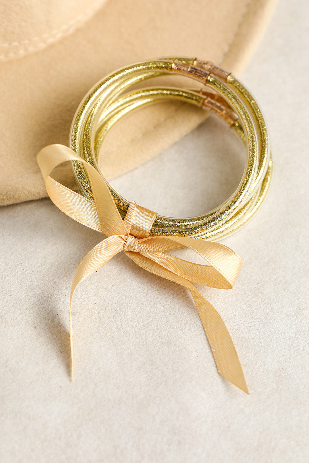 Yellow 5pcs Glitter Jelly Bow Knot Ribbon Set Jewelry JT's Designer Fashion