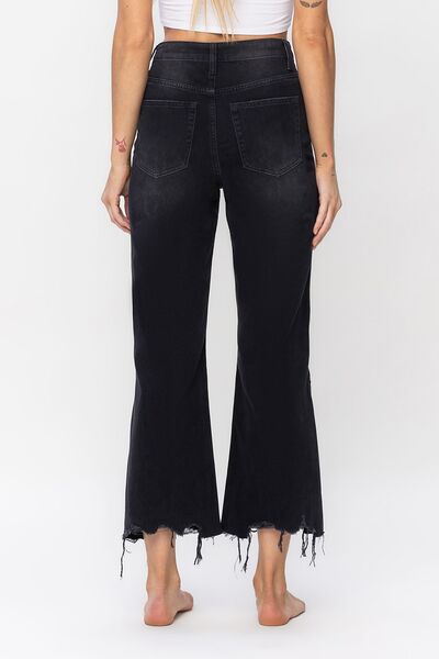 Vervet by Flying Monkey Vintage Ultra High Waist Distressed Crop Flare Jeans Jeans JT's Designer Fashion