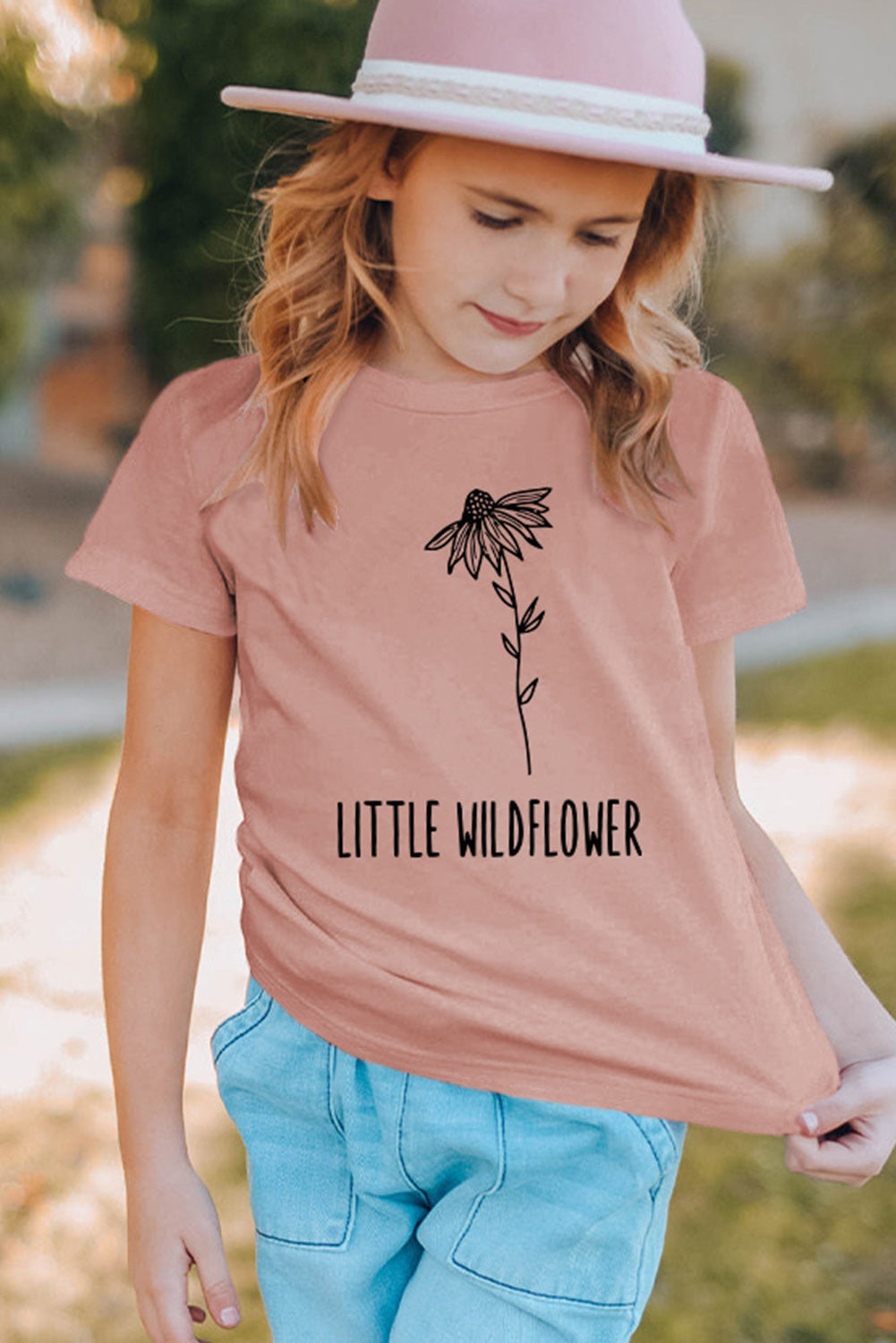 Pink Little Wildflower Graphic Tee for Kids Family T-shirts JT's Designer Fashion