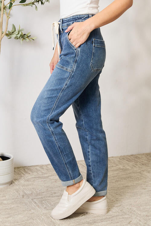 Judy Blue Full Size High Waist Drawstring Denim Jeans Jeans JT's Designer Fashion