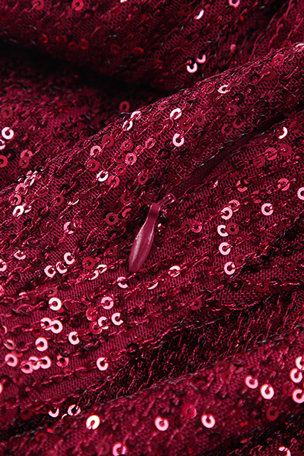 Red Deep V Neck Bell Sleeve Sequin Dress Sequin Dresses JT's Designer Fashion