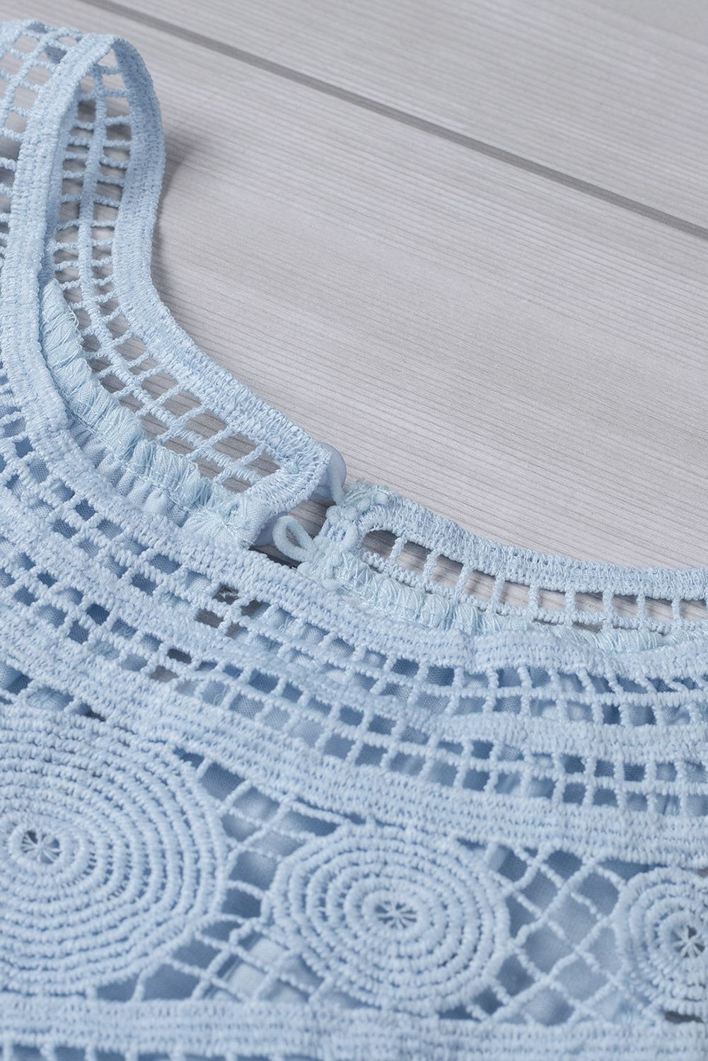 Sky Blue Crochet Lace Tank Top Tank Tops JT's Designer Fashion