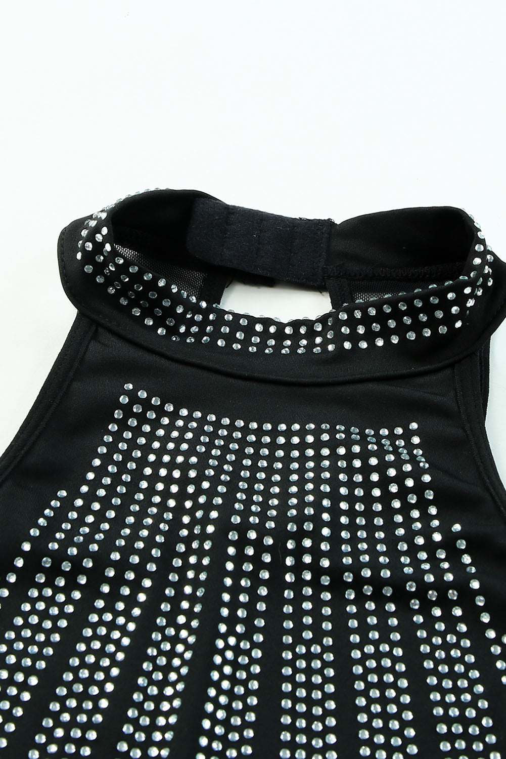Black High Neck Sleeveless Diamante Bodysuit Bodysuits JT's Designer Fashion