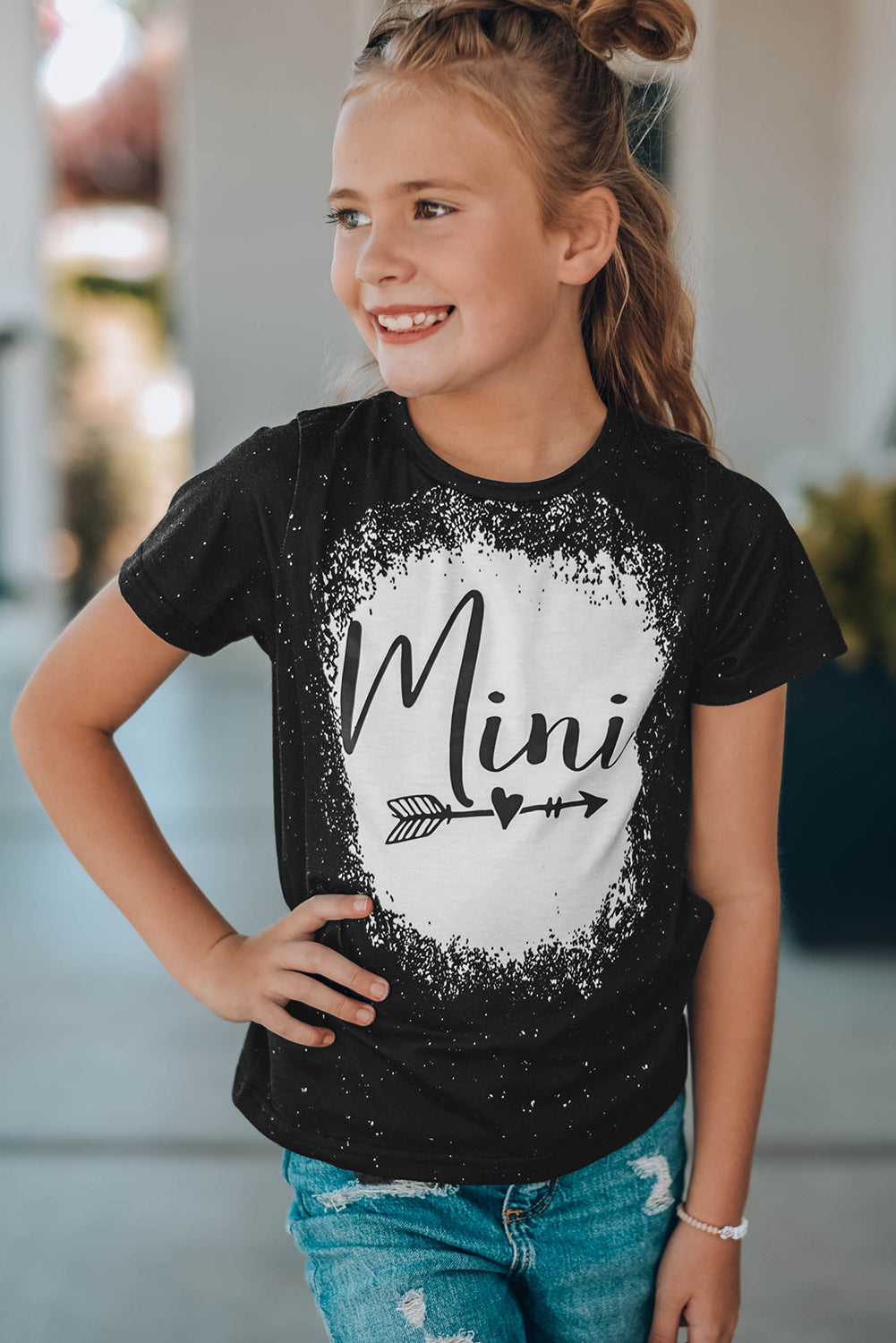 Black Family Matching Girl's Mini Heart Graphic Print Short Sleeve T Shirt Family T-shirts JT's Designer Fashion