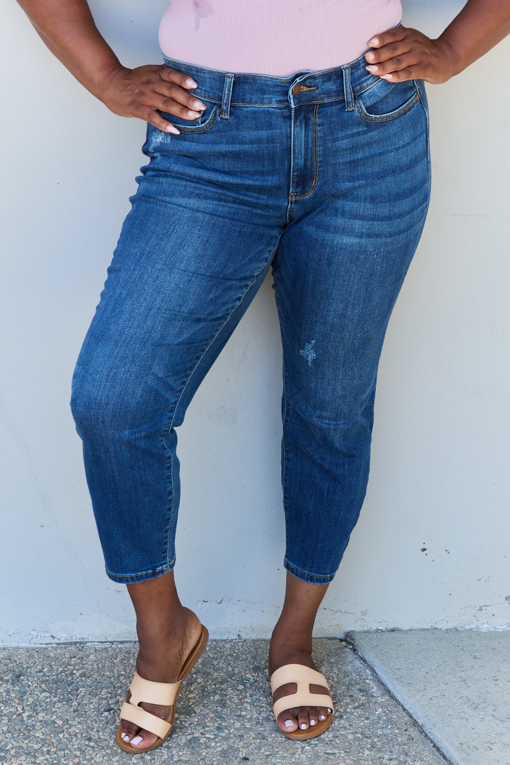 Judy Blue Aila Short Full Size Mid Rise Cropped Relax Fit Jeans Medium Jeans JT's Designer Fashion