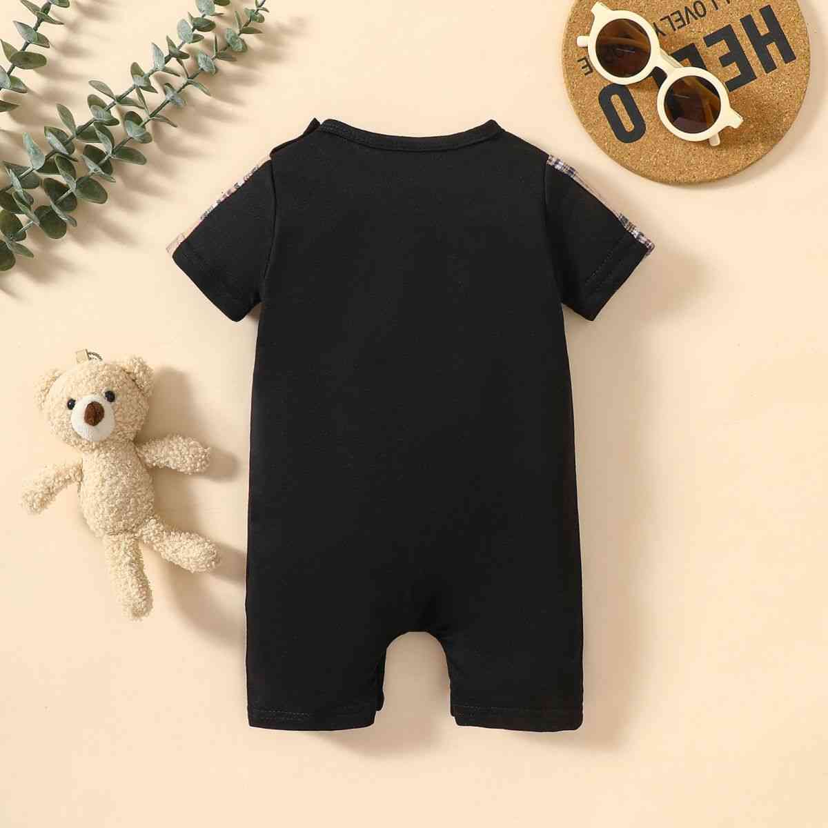 Baby MINI BOSS Bear Graphic Short Sleeve Romper Baby JT's Designer Fashion