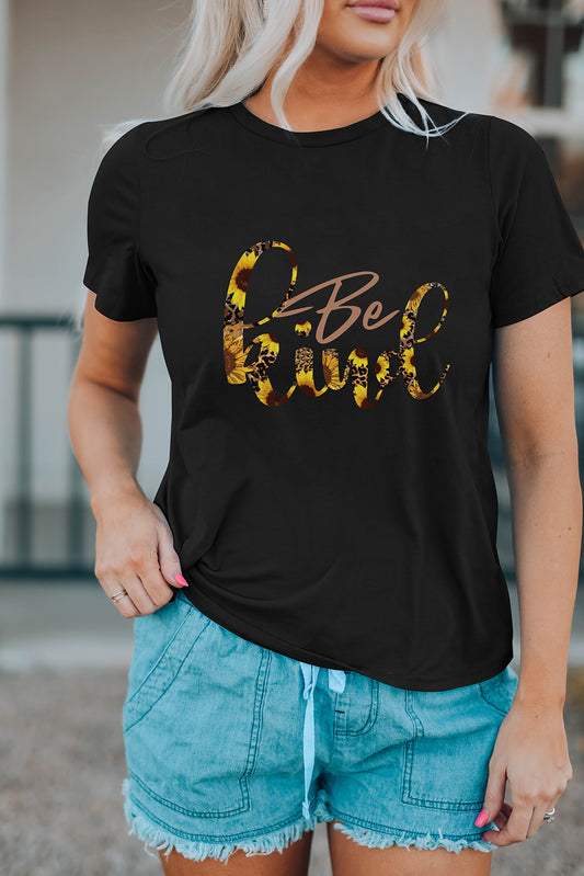 Black Bee Kind Sunflower Printed Family Matching Graphic Tee Black 95%Cotton+5%Elastane Family T-shirts JT's Designer Fashion