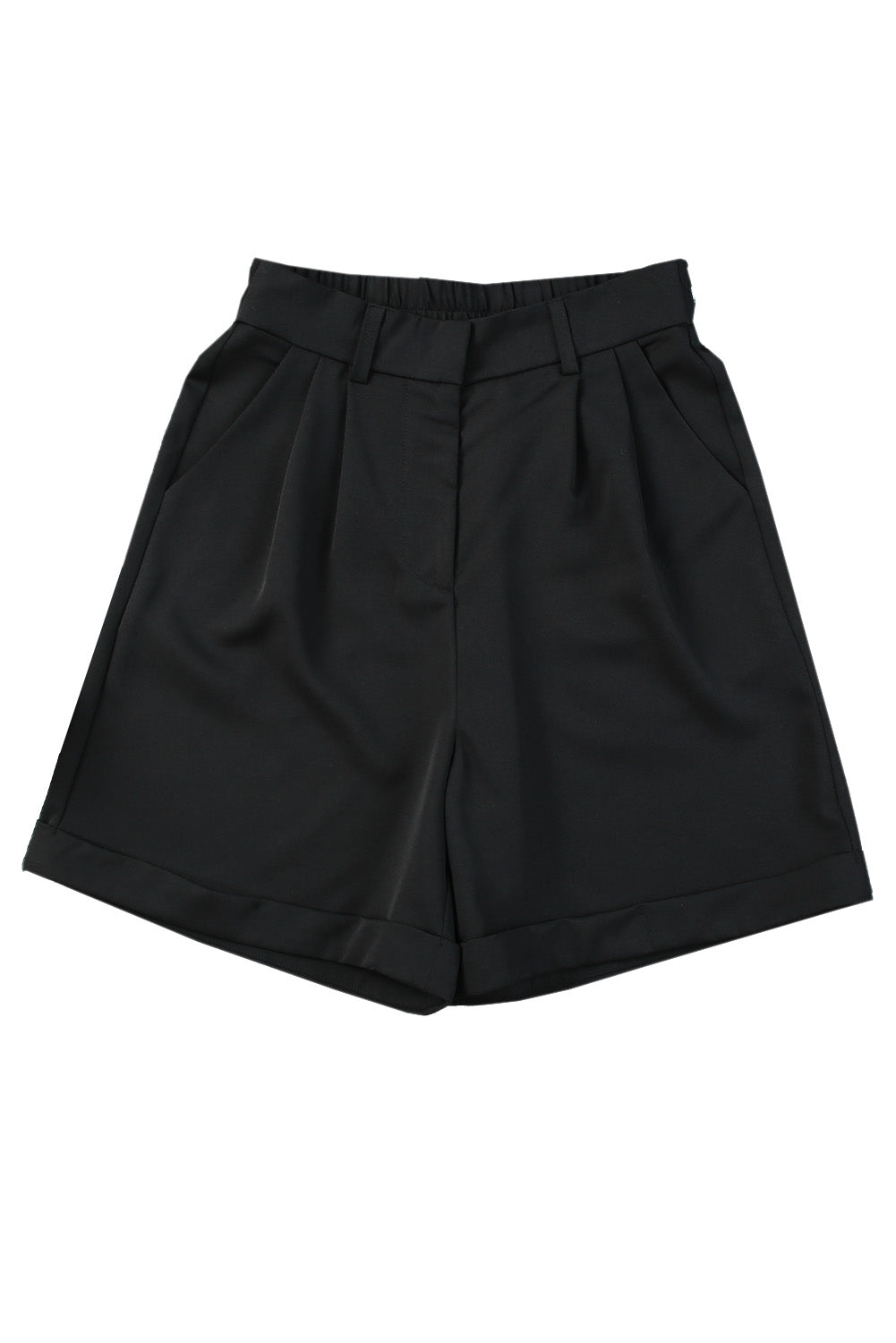 Black Casual Pocketed High Waist Bermuda Shorts Casual Shorts JT's Designer Fashion