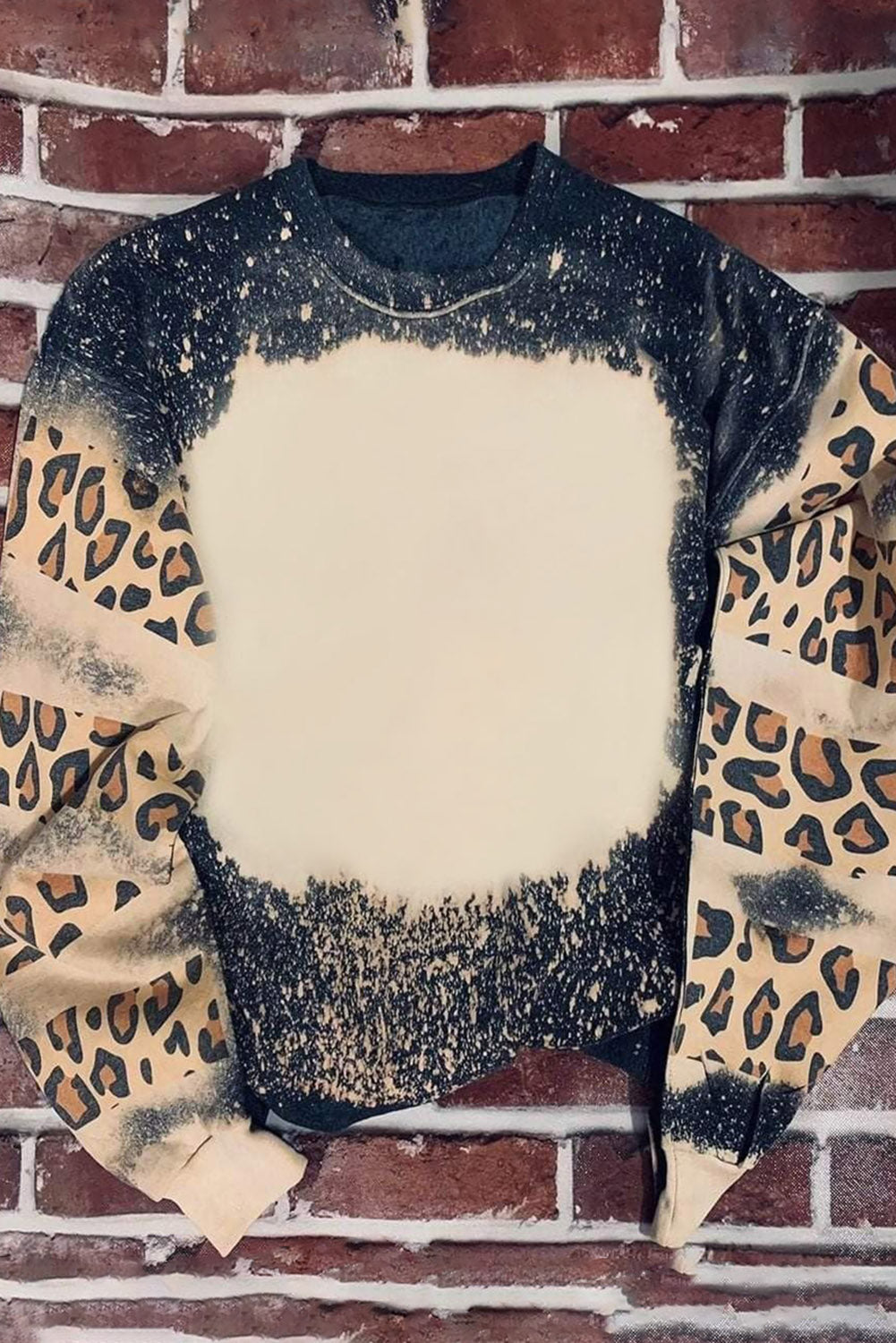 Black Tie Dye Leopard Drop Shoulder Sweatshirt Sweatshirts & Hoodies JT's Designer Fashion