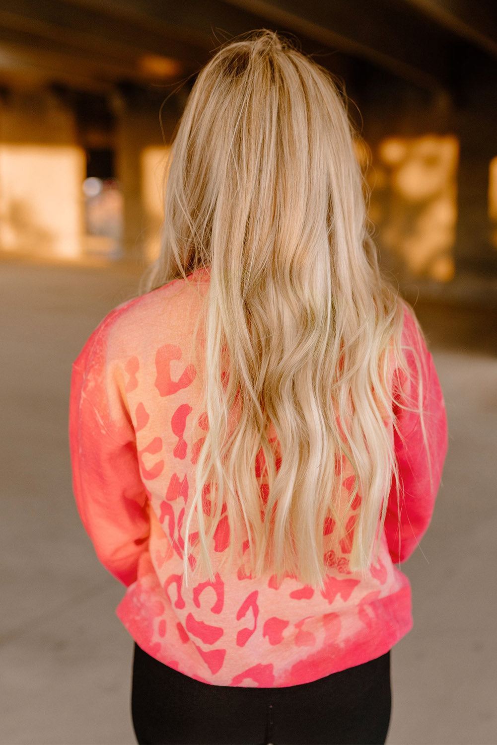 Pink Bleached Cheetah Print Sweatshirt Sweatshirts & Hoodies JT's Designer Fashion
