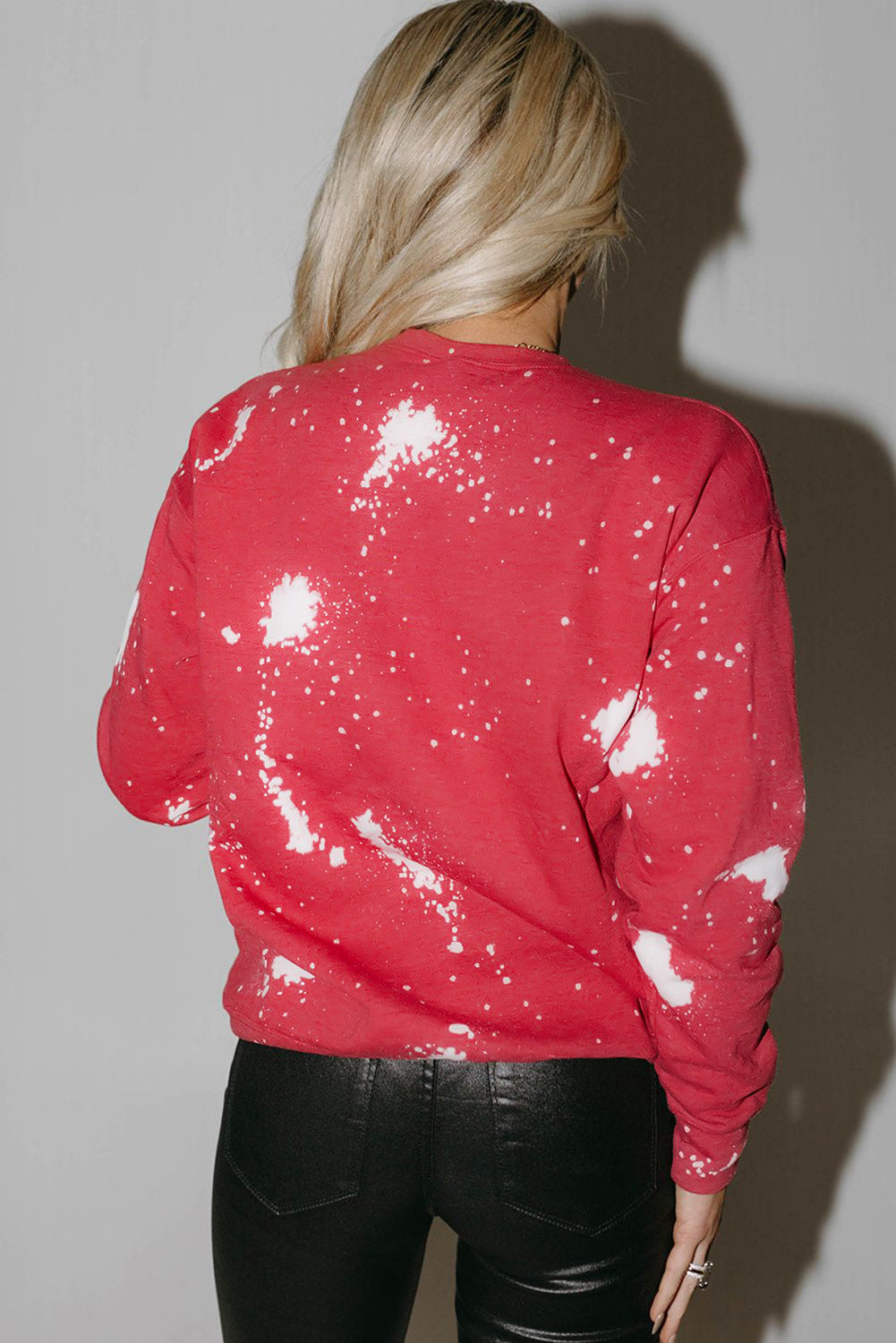 Fiery Red LOVE Chenille Embroidered Tie Dye Print Pullover Sweatshirt Graphic Sweatshirts JT's Designer Fashion