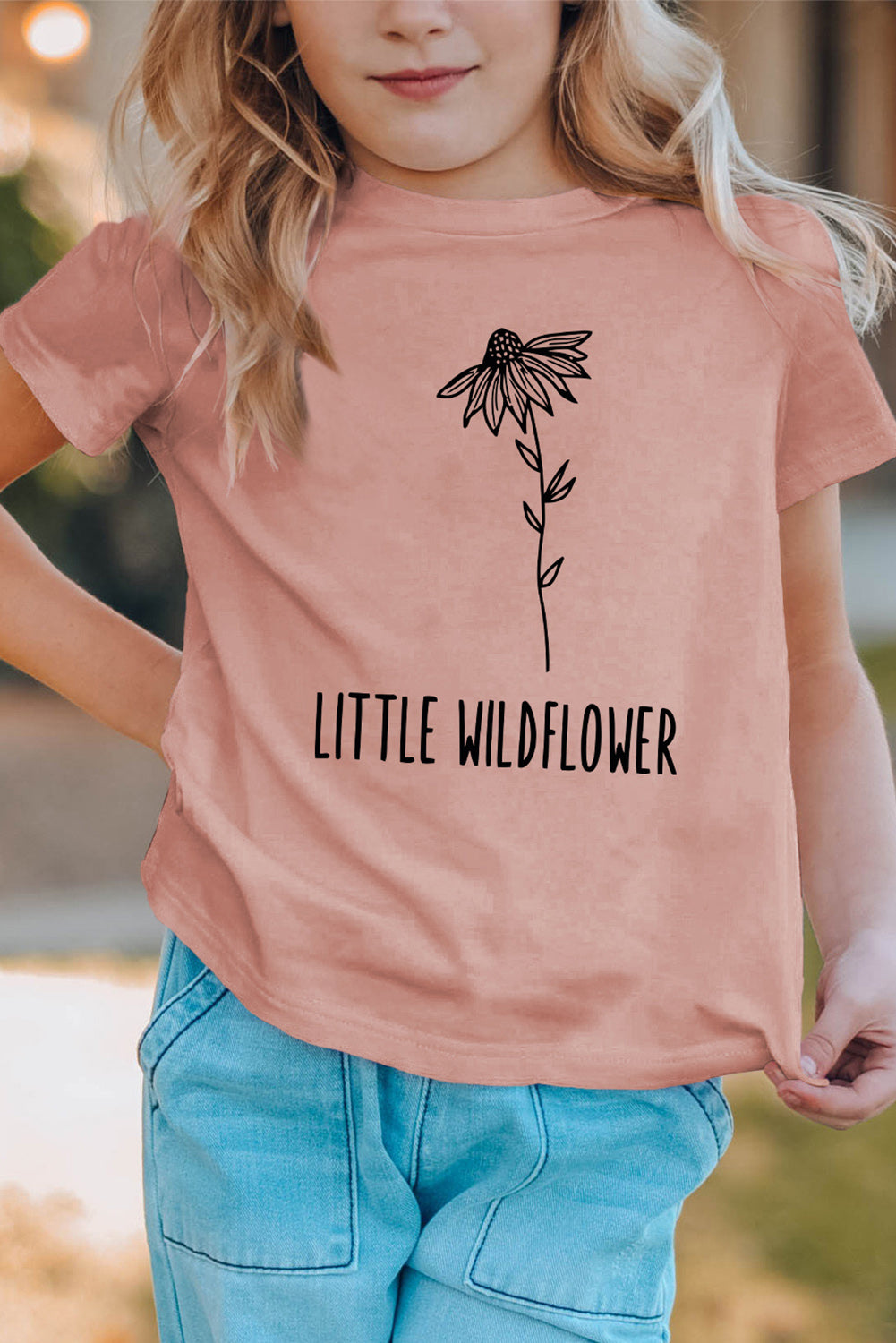 Pink Little Wildflower Graphic Tee for Kids Family T-shirts JT's Designer Fashion