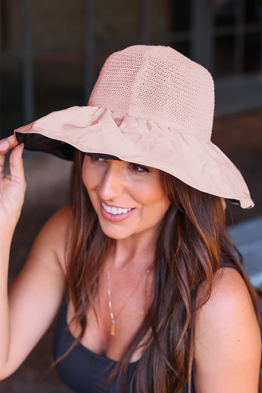 Pink Bowknot Storage Bag Wide Brim Floppy Hat Hats & Caps JT's Designer Fashion