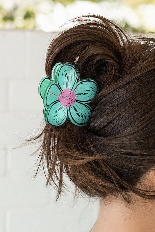 Mint Green Flower Shape Claw Hairpin Headwear JT's Designer Fashion