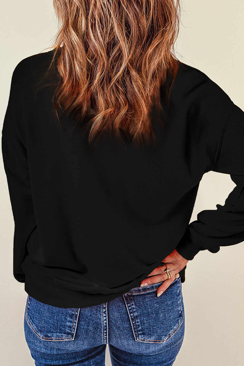 Black Sequin Halloween Pumpkin Graphic Pullover Sweatshirt Graphic Sweatshirts JT's Designer Fashion