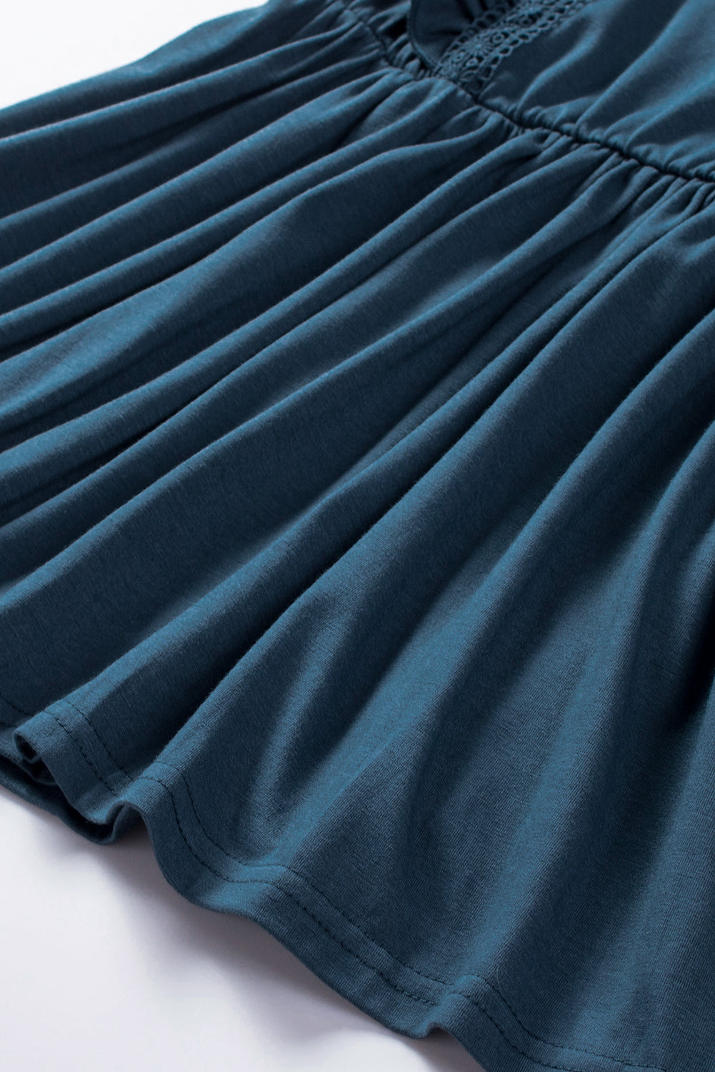 Blue Ruched Flounce V Neck Sleeveless Peplum Top Tank Tops JT's Designer Fashion
