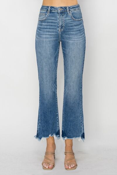 RISEN High Waist Raw Hem Flare Jeans Jeans JT's Designer Fashion