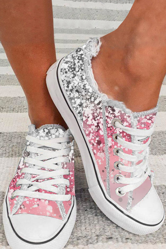 Pink Bleached Spots Canvas Shoes Women's Shoes JT's Designer Fashion