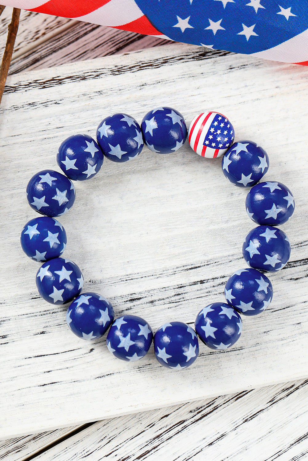 Blue American Flag Accent Starry Beading Bracelet Jewelry JT's Designer Fashion