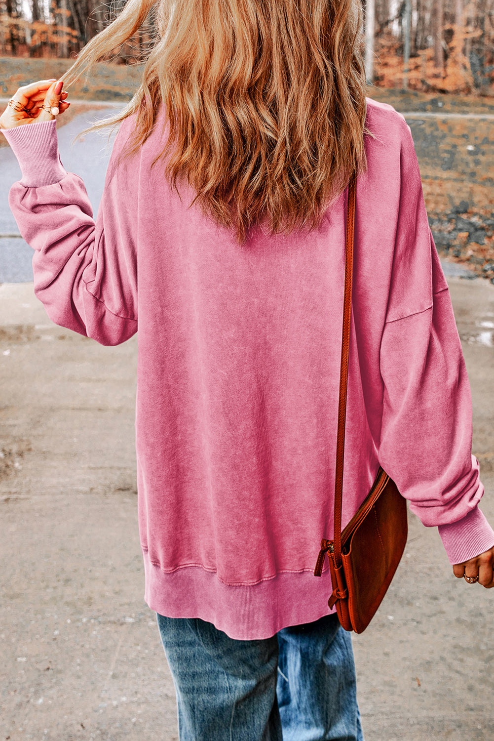 Barbie Style Pink Father Christmas Print Drop Shoulder Split Sweatshirt Graphic Sweatshirts JT's Designer Fashion