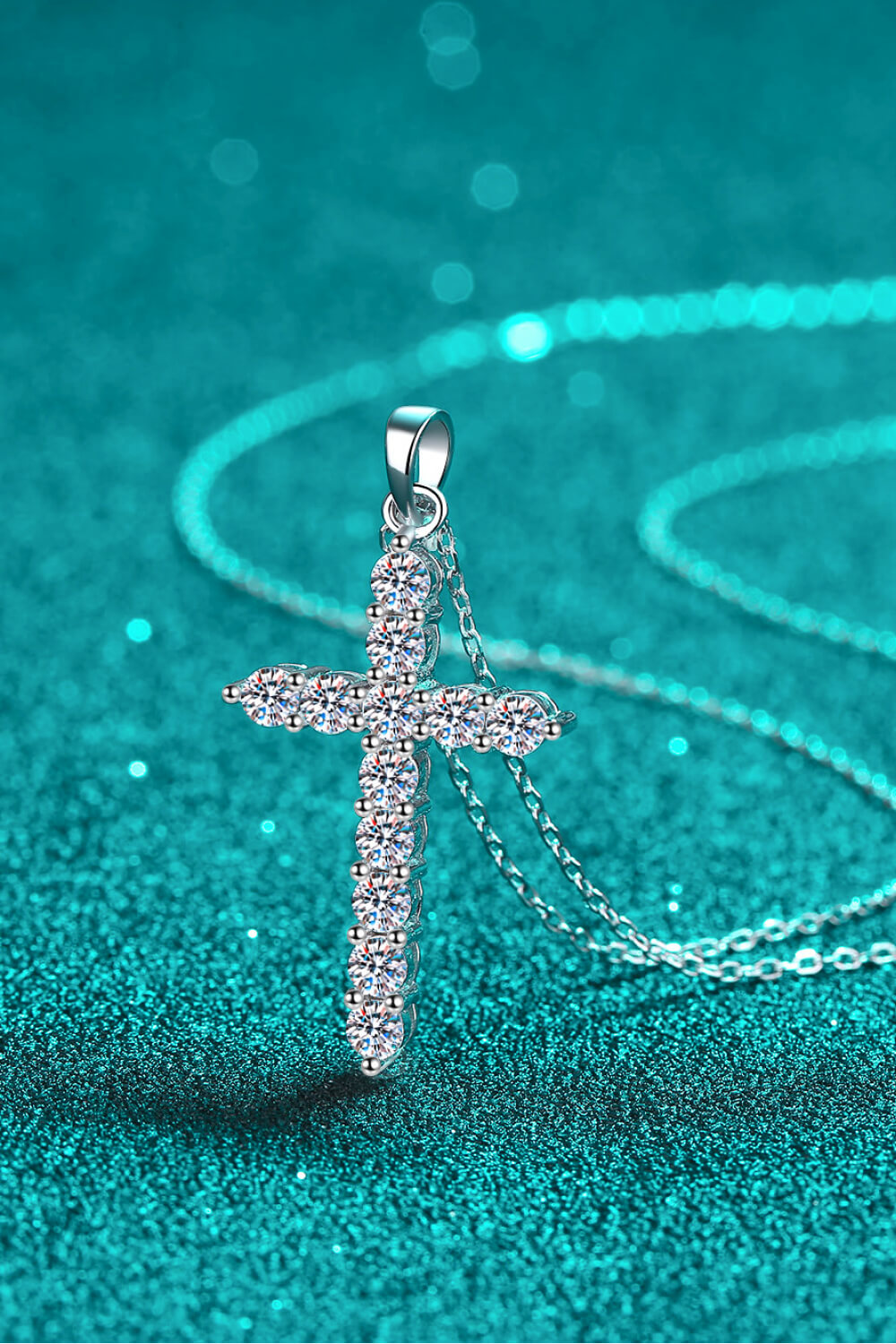 925 Sterling Silver Cross Moissanite Necklace Jewelry JT's Designer Fashion